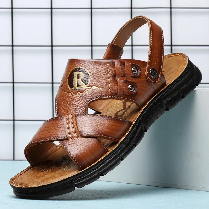 

Sandals Male Summer External Wear Casual Flat Dual Purpose All-fitting Sandals New Fashion Outwear Men Sandals Leather