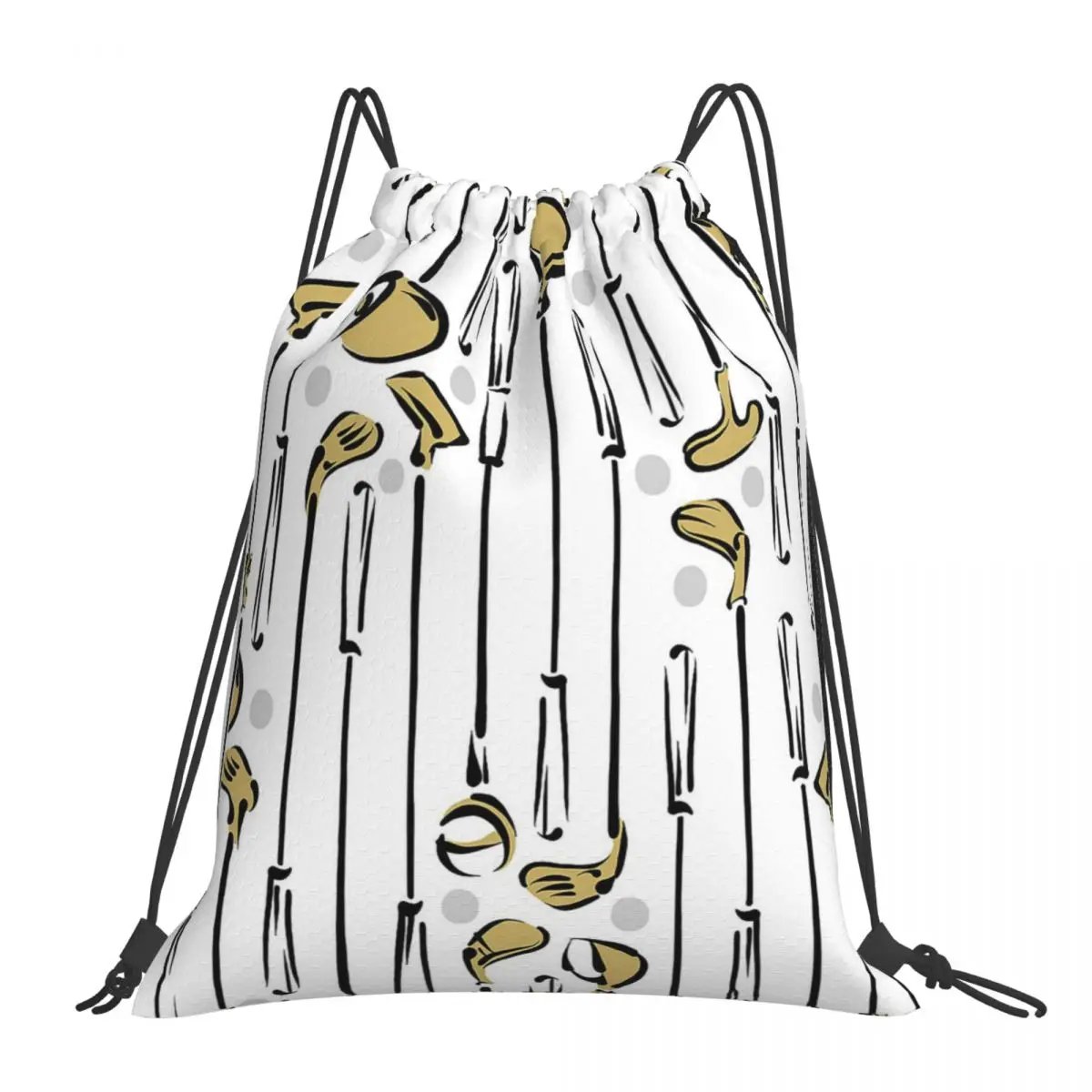 

Золотые и черные рюкзаки Golf Dreams, повседневные Портативные Сумки на шнурке, сумка на шнурке с карманами для мелочей, дорожные сумки для книг