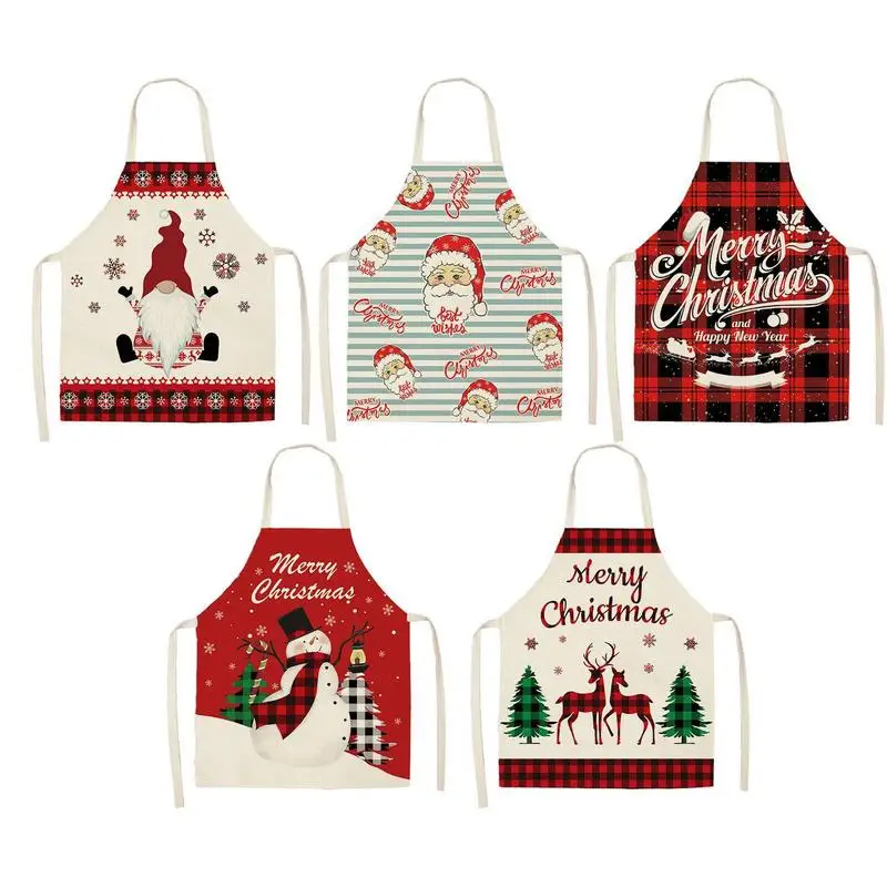 

Cooking Christmas Apron Merry Christmas Kitchen Chef Apron Black And Red Plaid Aprons Christmas Linen BBQ Aprons Grill Aprons