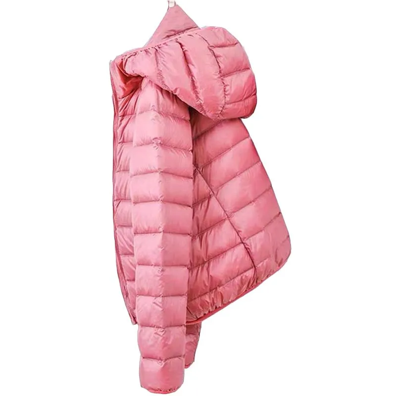 

Winter New Down Jacket Ladies 2022 Short Thickened Hooded Coat Warm Slim Korean Version White Duck Down Stand Collar Parka NBH61