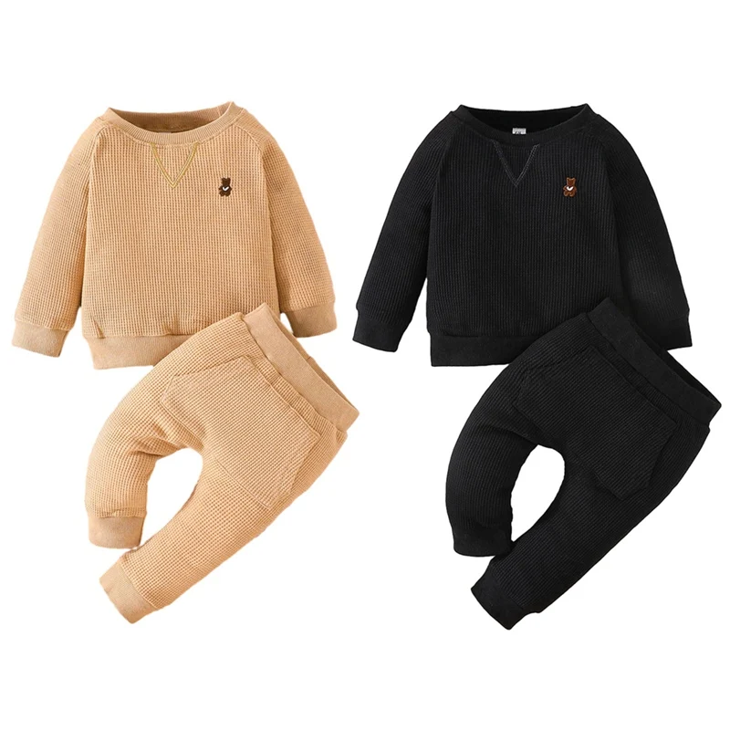

Baby Boy Pants Outfit Set Solid Color Autumn Winter Pants Outfits Long Sleeve Casual Pant Toddler Suits 2Pcs Fall Winter Outfits