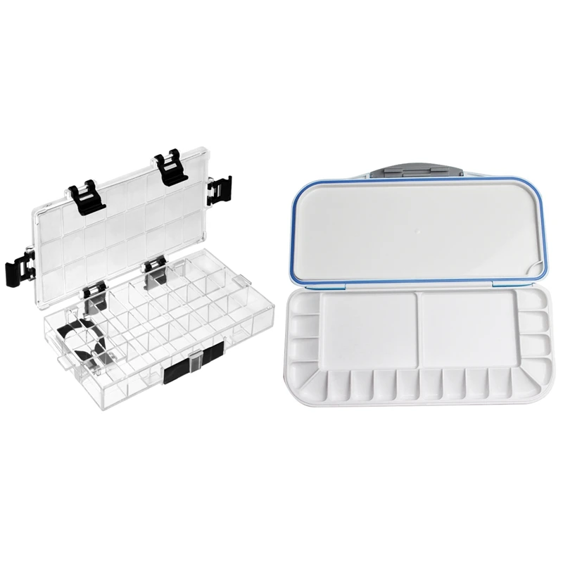 

24-Well Airtight Leak Watercolor Paint Palette Box With Watercolor Moisturizing Color Box 18 Grid Color