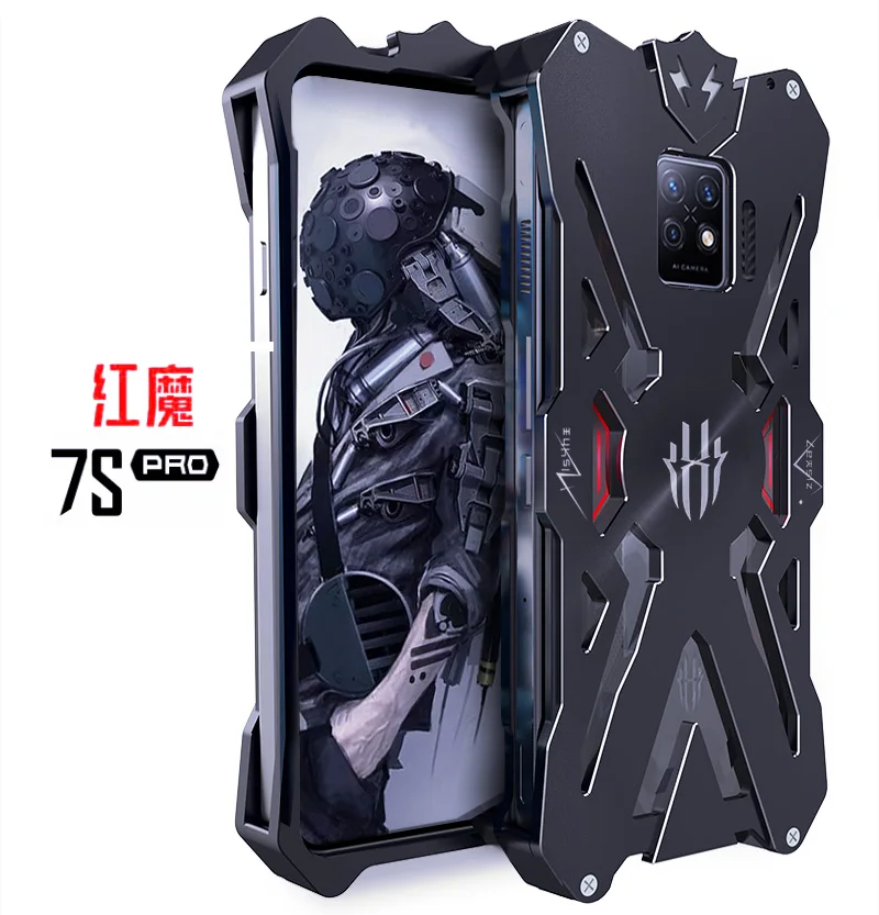Luxury Thor Punk Aluminum Bumper Metal Shockproof Armor Defender Case For Red Magic 7s 7 Pro 5G Shockproof Heavy Duty Cover