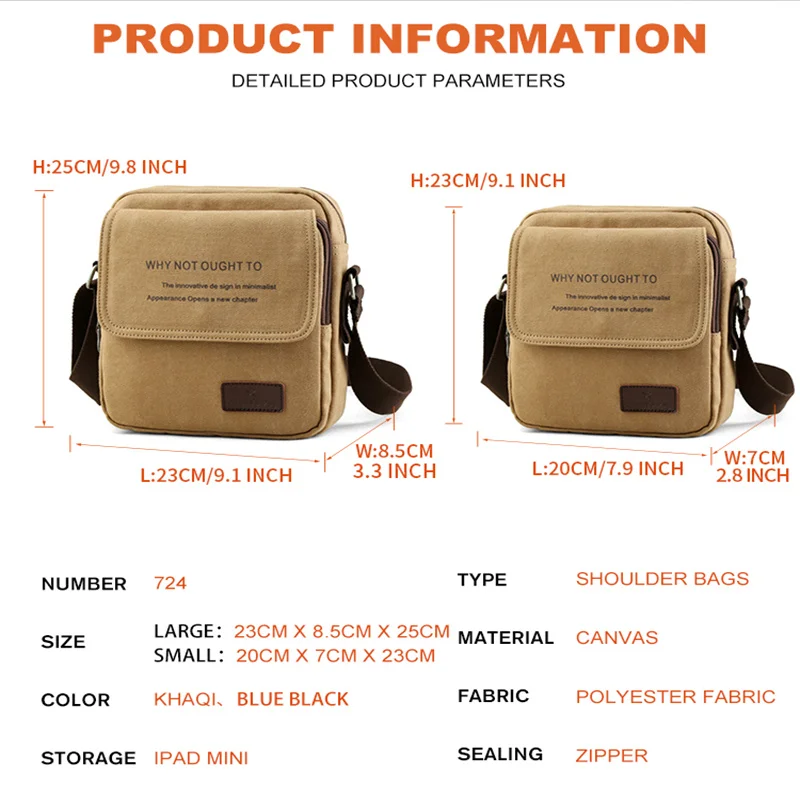 Mini Canvas Message Bags Crossbody for Men Dark Academia Style Vintage Cell Phone Shoulder Sling Bag Male Fanny Packs Pocket