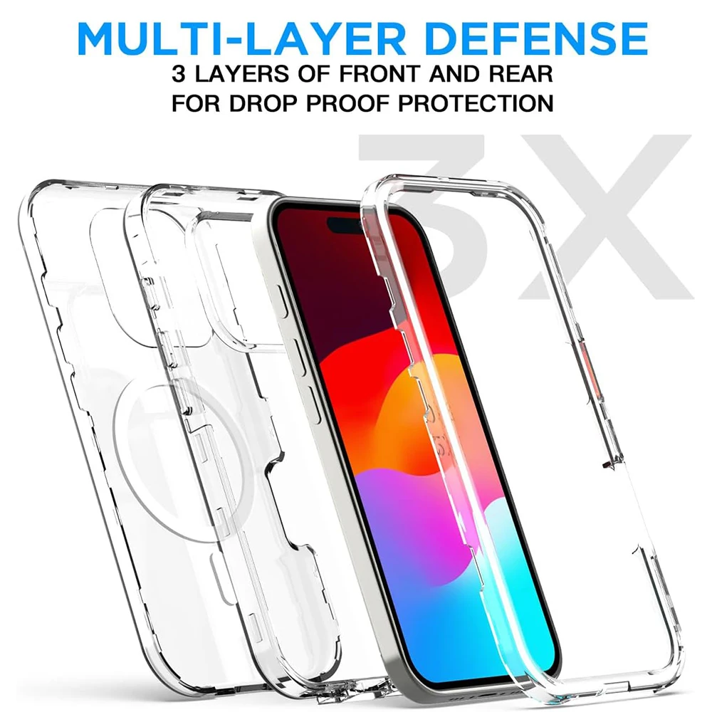 Прозрачный магнитный чехол Bonola Strong для iPhone 16/16 Pro 3M противоударный защитный 16 Max 6 9