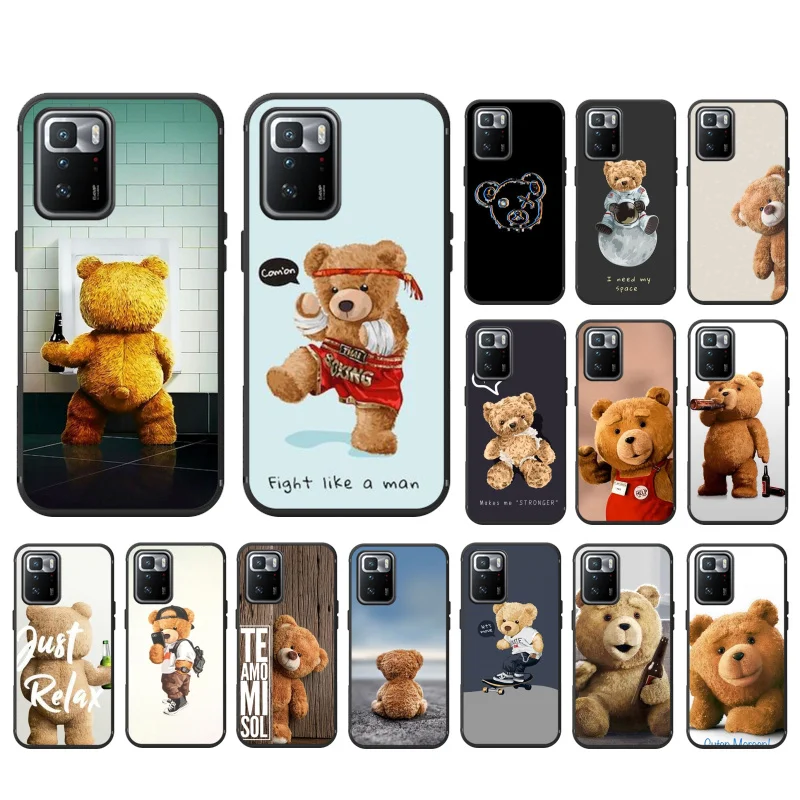 

Phone Case For Xiaomi Redmi Note 12 Pro 11S 11 10 Pro 9Pro Note9 10S Redmi 10 9C Cute Teddy bear Beer Case