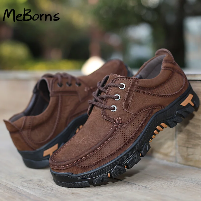 

Men oxfords lace up Shoes genuine Leather fashion breathable Walking Casual Shoe for Work Office Male Outdoor Shoes big size 48