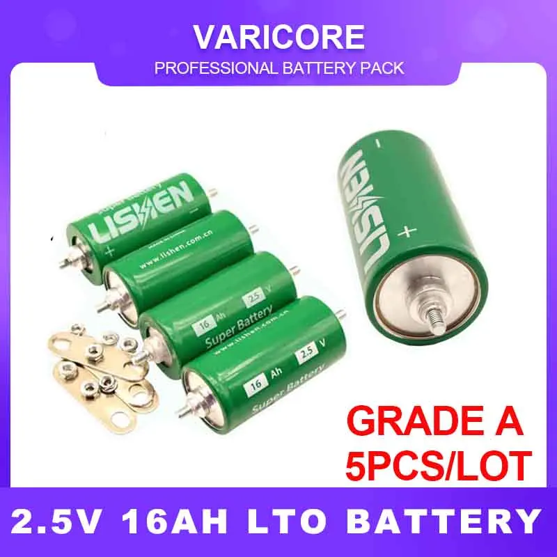 

5pcs 2.5V 16Ah lithium Titanate Battery for Lishen LTO60144 16000mAh 20C low temperature resistant DIY 12v 24v batteries Grade A