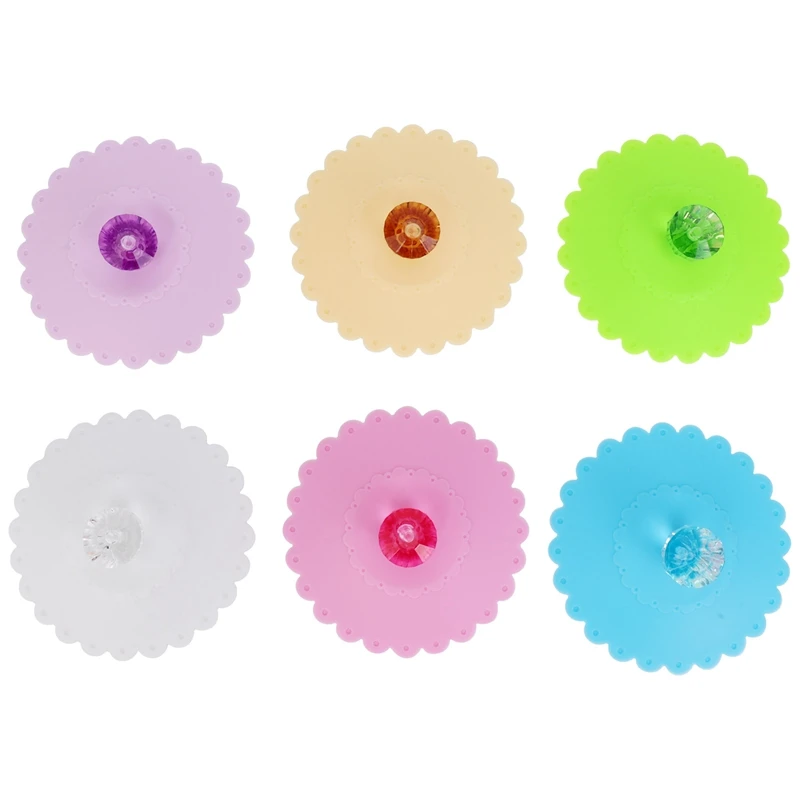 

Круглая крышка для кружки пищевого класса с алмазным покрытием (набор из 6), герметичные силиконовые крышки для кружек для напитков, крышки д...