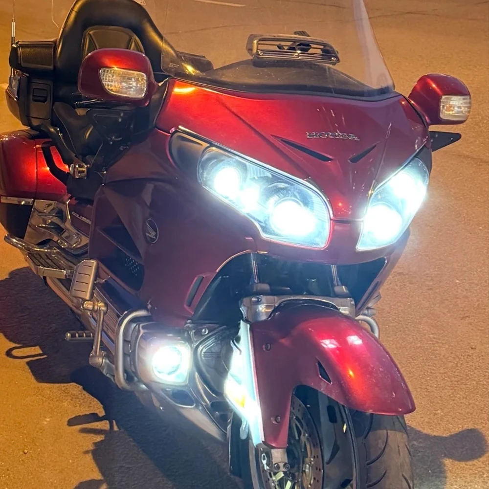 Фото Светодиодные противотуманные фары DOT для Honda Goldwing 1800 GL1800 Gold Wing 2001-2011, вспомогательная ближняя фара DRL, передняя центральная нижняя вставка капота №2