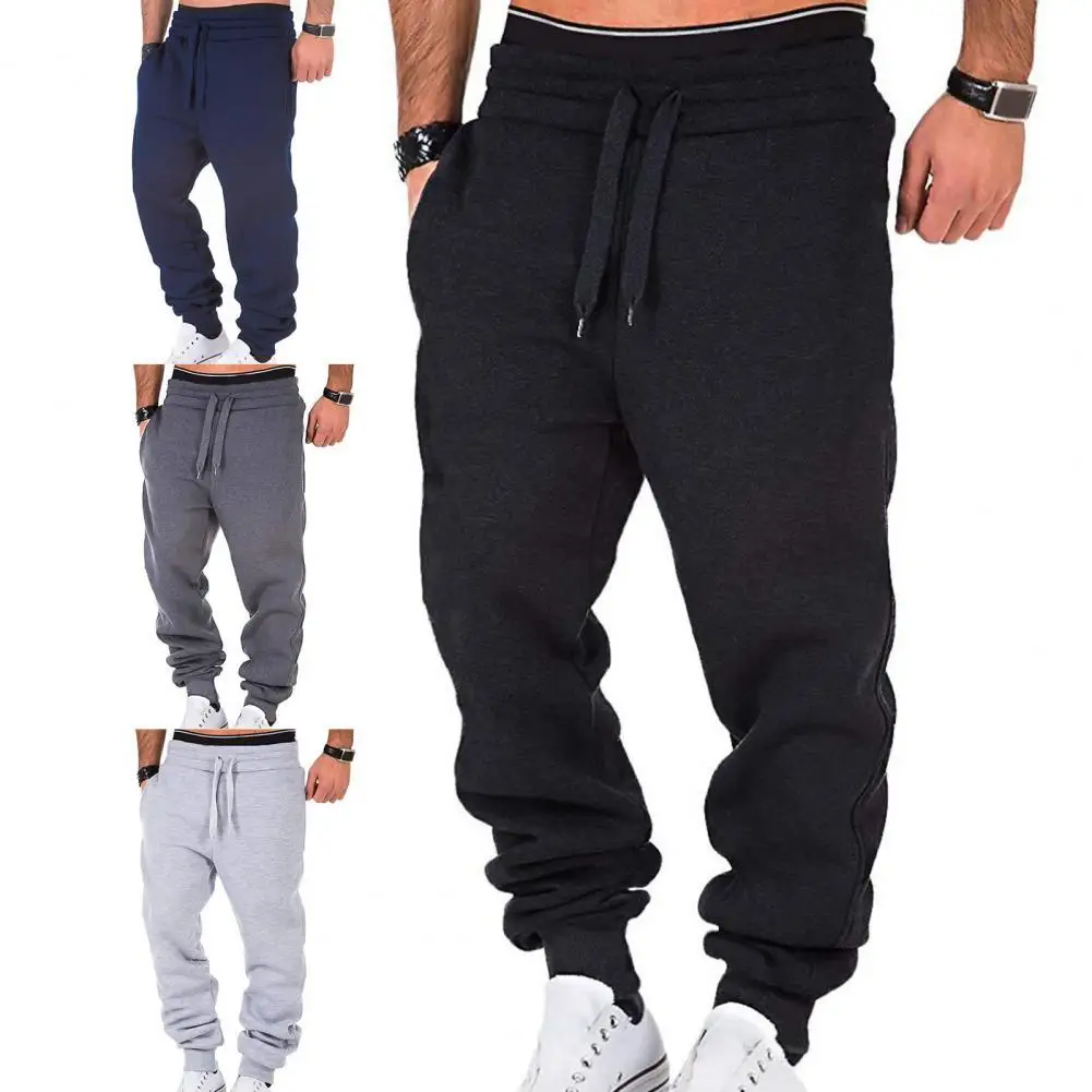 

Sports Pants Warm Casual Trousers Plush Lined Ribbed Ankle Simple Solid Color Sports Casual Trousers