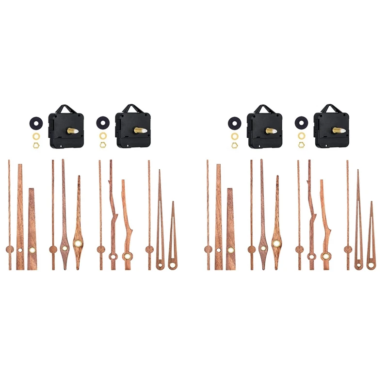 

4Pcs Long Shaft Quartz Clock Motor Kit Movement Mechanism With 12 Inch Walnut Wood Hands Clock Repair Parts Replacement