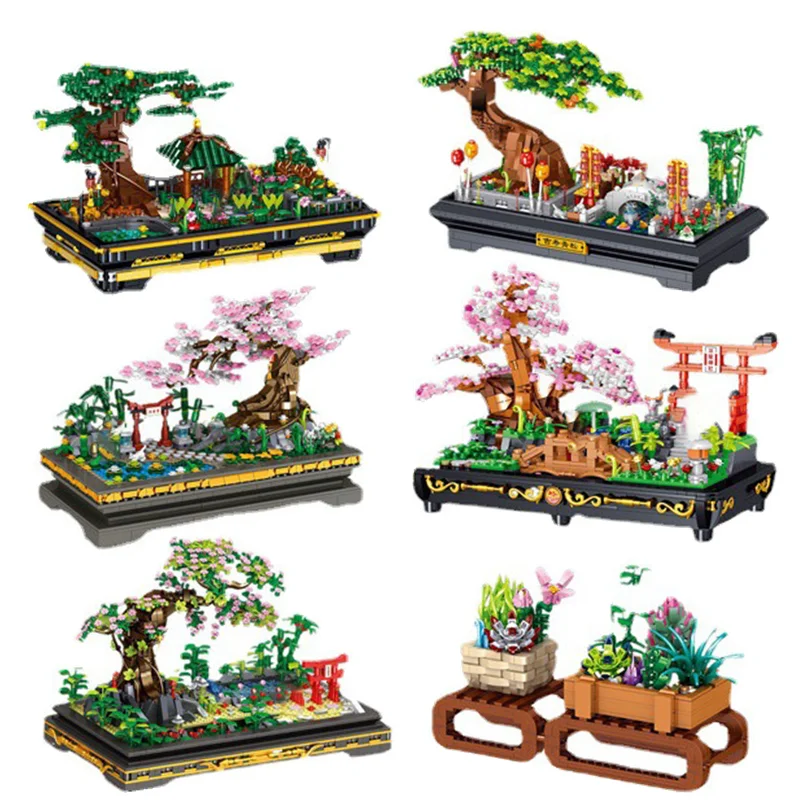 

1469pcs Pot Plant Sakura Building Blocks Peach Pine Pagoda Tree Flower Garden Blocks Bricks DIY Toys for Children Birthday Gift