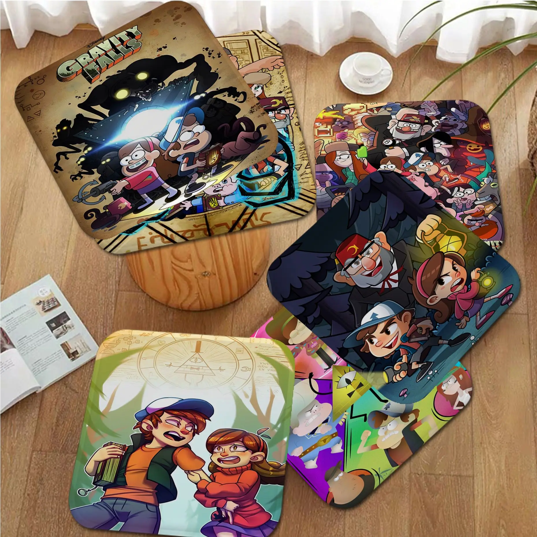 

Disney Gravity Falls Square Meditation Cushion Stool Pad Dining Chair Tatami Seat Cushion Anti-Slip Chair Cushions