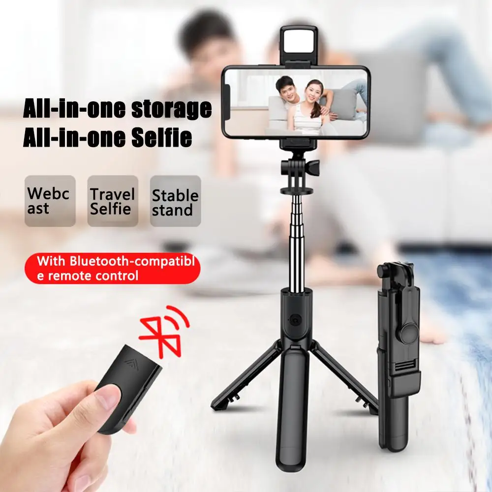

Selfie Stick Wireless Bluetooth-compatible Foldable Mini Slr Tripod With Fill Light Remote Control Compatible For Ios Android