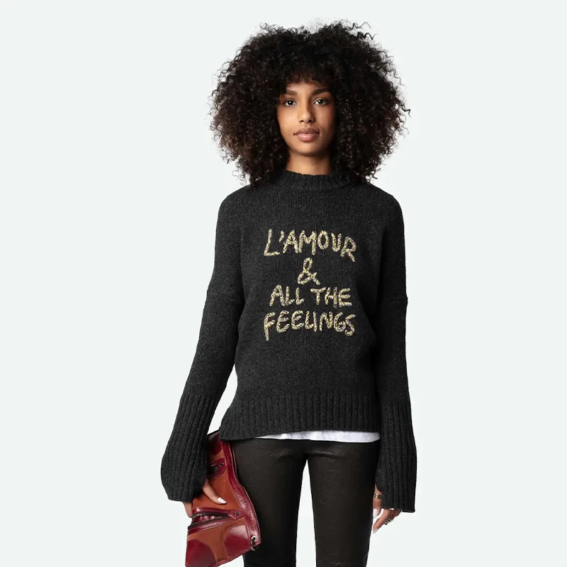 Zadig женские черные свитера свободный кашемировый вязаный Топ женский зимний