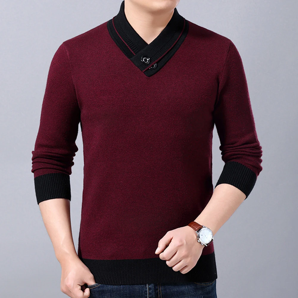 

Pullover Men Sweater Daily Holiday Winter Autumn Casual Knit Top Long Sleeve Slight Stretch Solid Color Spring