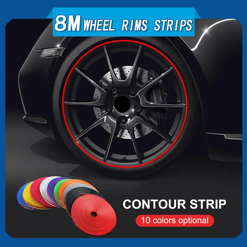 

8M Car Vehicle Color Wheel Rims Protectors Decor Strip Tire Guard Line Rubber Moulding Trim for Car Decoration Accessories