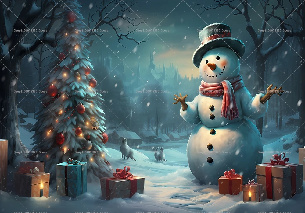 Рождественский Снеговик Фон Для Фотосъемки Украшение На Тему Дерева Баннер