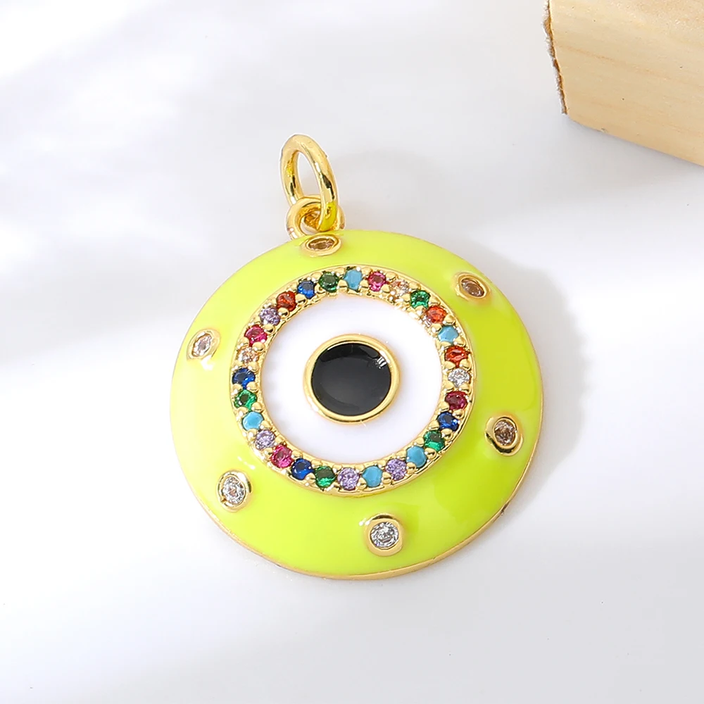 

JUYA Hot Sale Vintage Round Heart Style Evil Eyes Charm Pendants Dripping Oil Necklace Pendant Accessories For Necklace Making