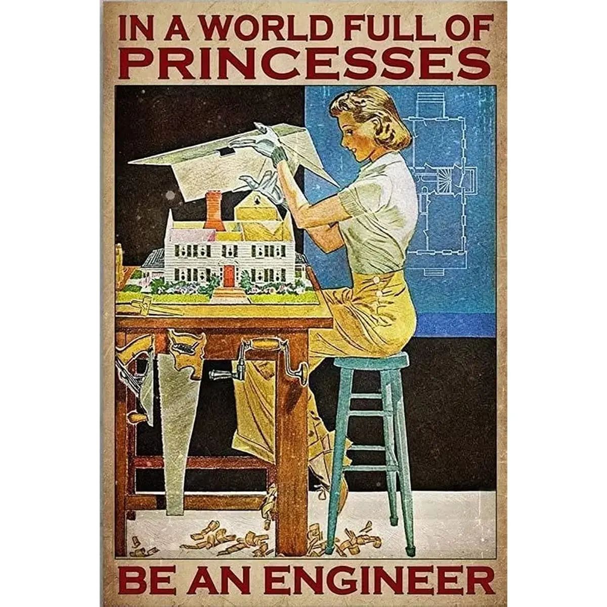 

Metal Sign Becomes An Engineer In A World Filled With Princess Vintage Home Decoration Tin Sign Wall Art Metal Poster Garage Bar
