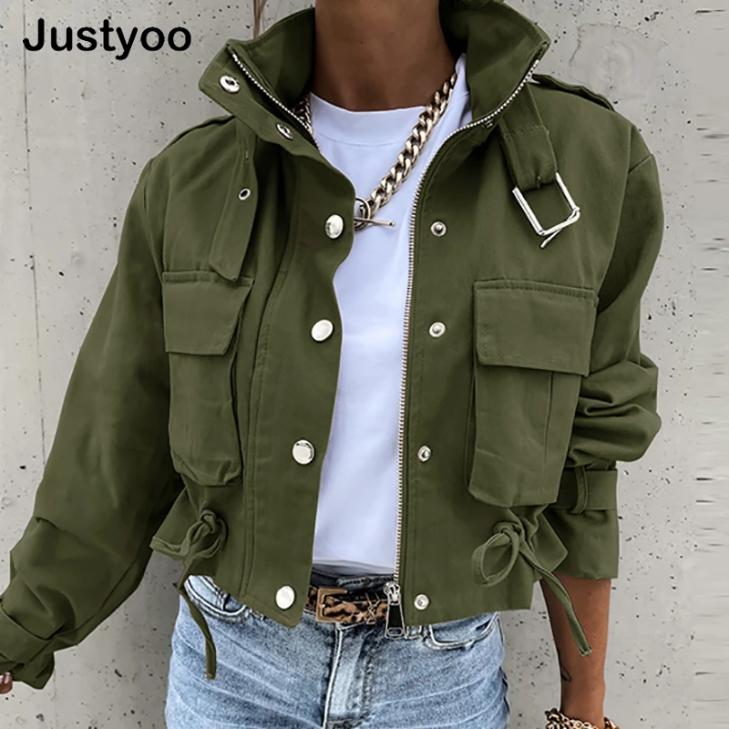 

New Winter Jacket Women 2022 Streetwear Long Sleeve Top Bomber Trending Products Clothes Coats Short Tooling Style Locomotive
