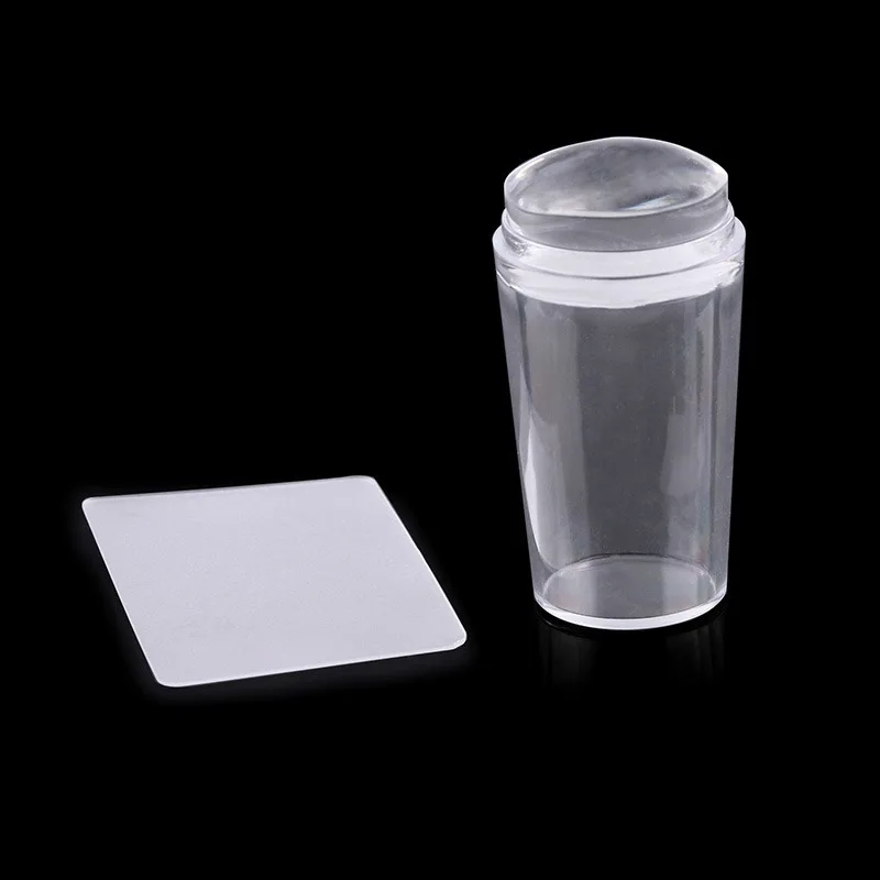 Прозрачный штамп для ногтей со скребком 2 желейный силиконовый французского