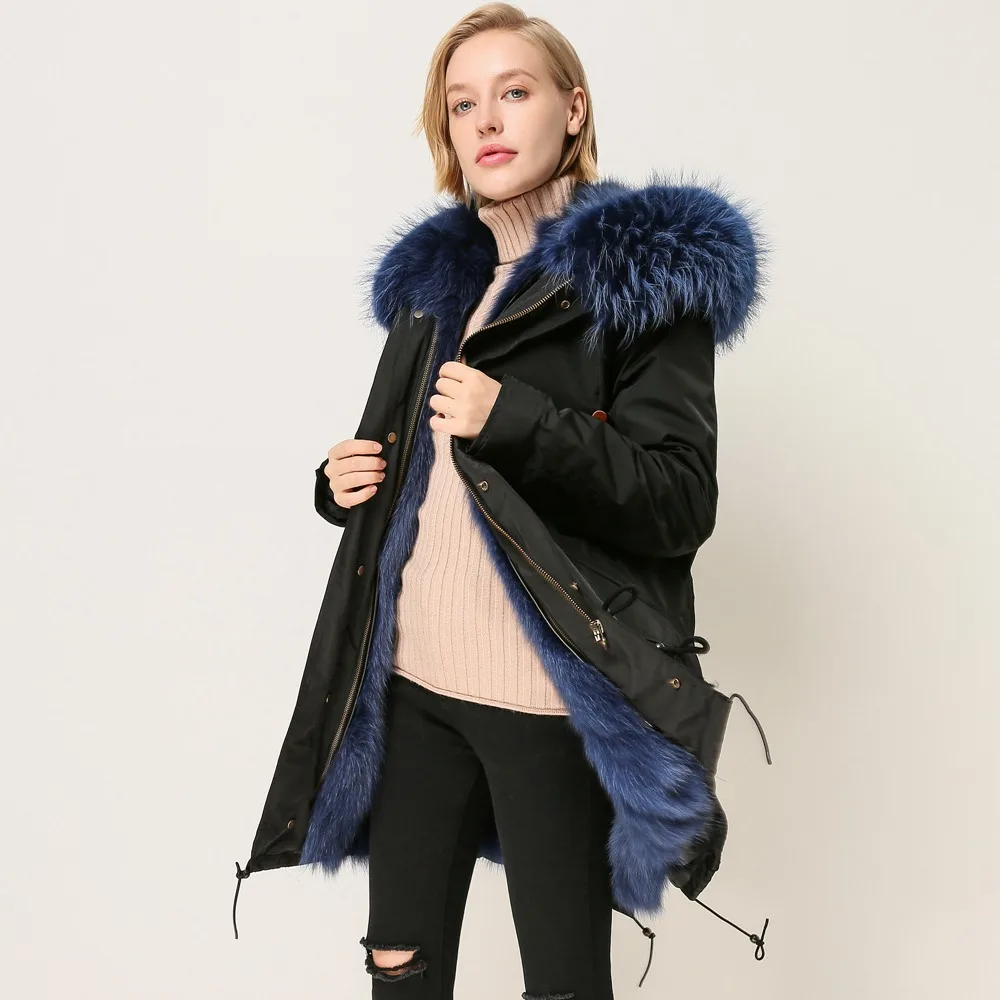 Ladies High Quality Fox Fur Lined Wterproof Parka Fashion Temperament All-match Outerwears Warm Leisure For Women Streetwear