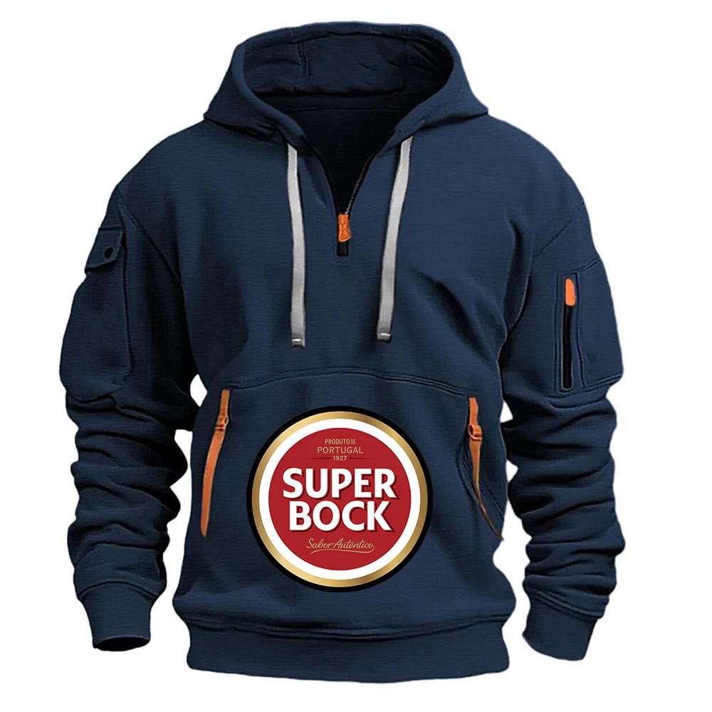 Фото Мужская толстовка SUPER BOCK SABOR AUTENTICO с принтом логотипа, весна-осень 2026, из премиальной ткани, без потери текстуры, комфортная, с капюшоном №2