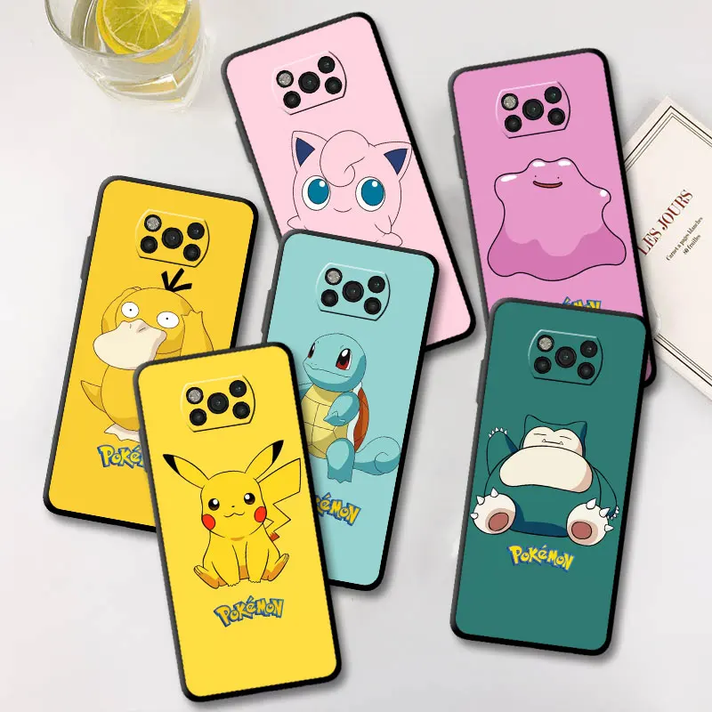 

Милый черный чехол Pikachu для Xiaomi Poco X3 NFC M3 X4 X5 F5 Pro Mi 11T 10T 12 9T 11 Lite Capa Phone Fundas