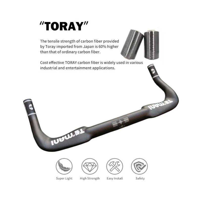 Фото Руль TEMANI Aero Flat Carbon TT Bullhorn для шоссейных велосипедов с фиксированной передачей, 400-440 мм, аксессуары для велоспорта №4