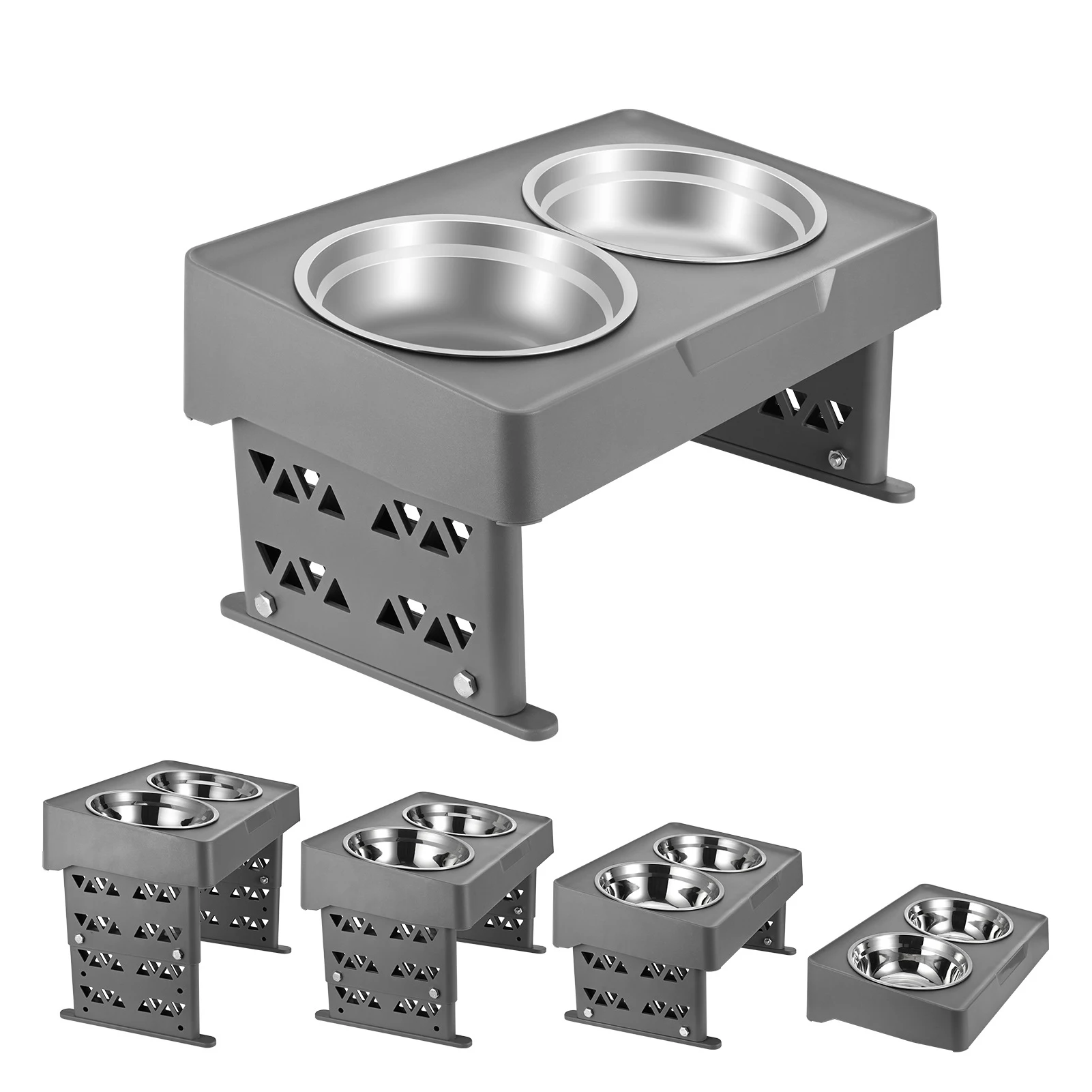 

Dog Double Bowls With Stand Adjustable Height Pet Feeding Dish Bowl Medium Big Dog Elevated Food Water Feeders Cat Lift Table