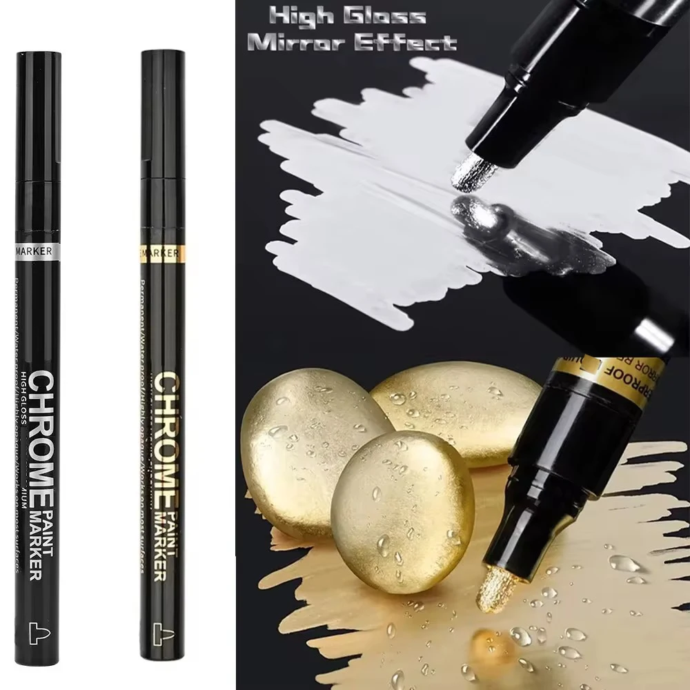 

Хромированный маркер 2 мм золотистый/серебристый