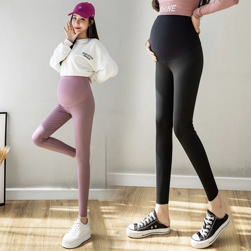 

5617# Autumn Spring Seamless Nylon Maternity Skinny Legging Fitness Yoga Pants Clothes for Pregnant Women Sports Belly Pregnancy