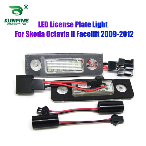 2 шт. светодиодный светильник номерного знака для Skoda Octavia ll Facelift 2009-2012, автомобильная светодиодная лампа номерного знака
