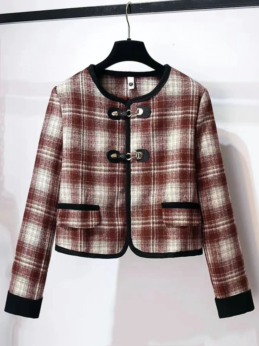 Изящная клетчатая верхняя одежда базовое платье с длинными рукавами комплект из