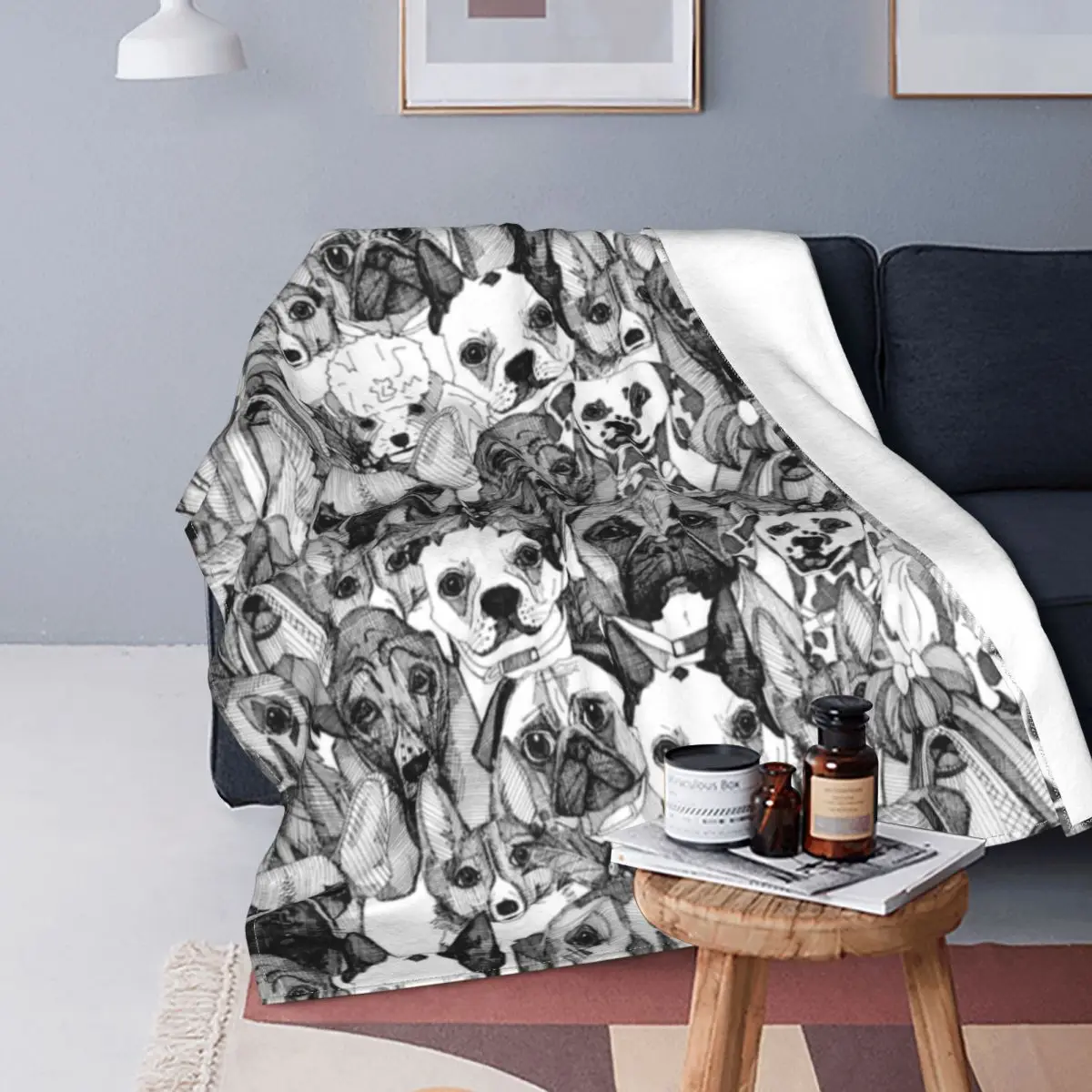 Рождественское одеяло с принтом собаки абстрактная собака искусство мягкое