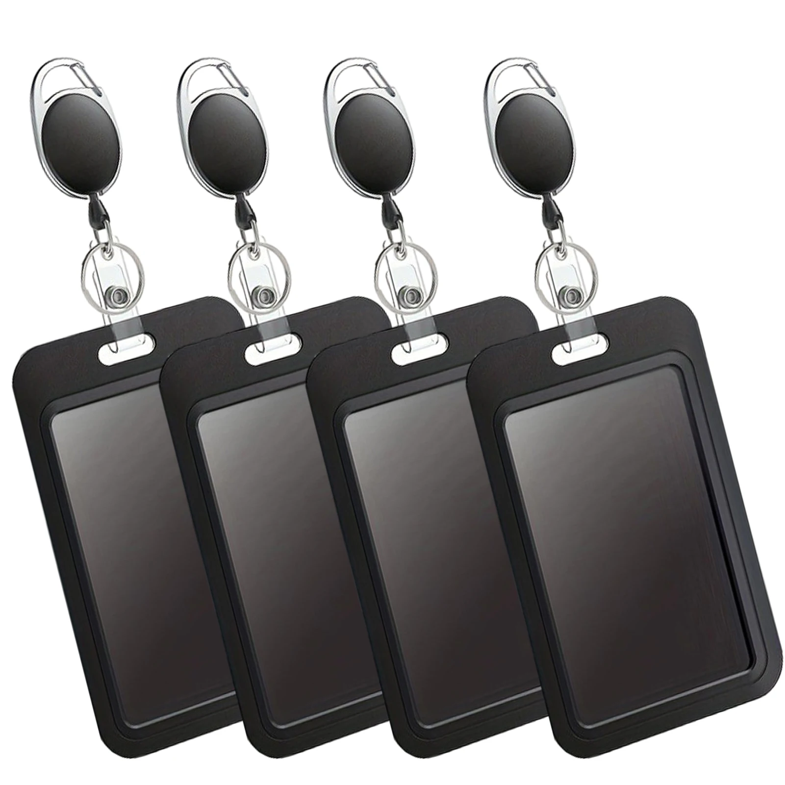 

4pcs With Retractable Clip School Practical Student Durable Volunteer Dustproof Adjustable Card Sleeve Badge Holder Portable