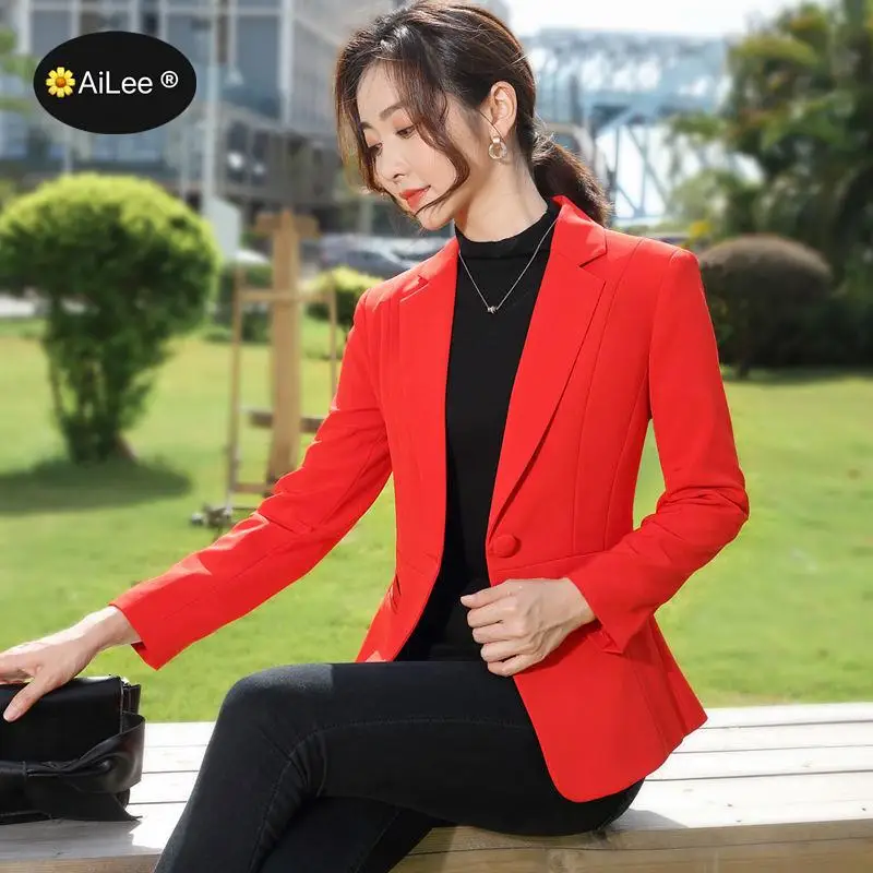 Elegant Chic Loose Light Blue Women Blazer Autumn Single Buttons Female Suit Jacket Full Sleeve Outwear Blazer Femme