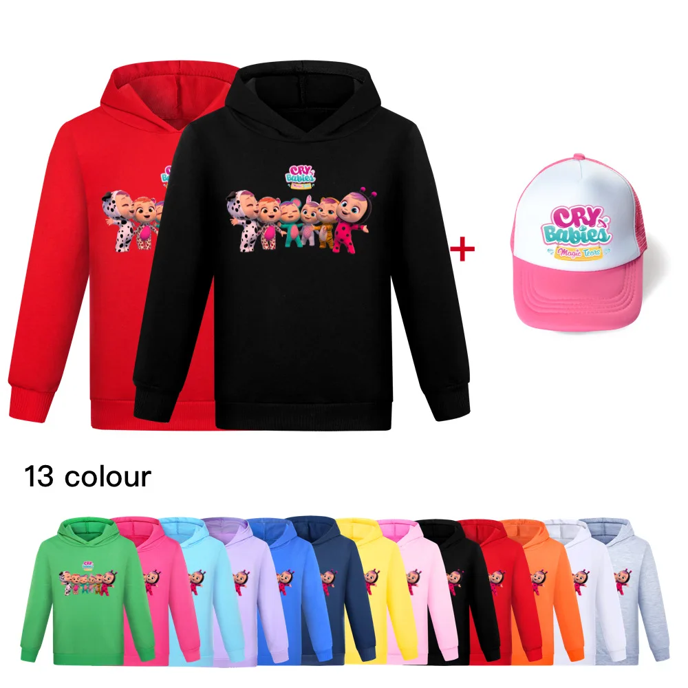

2-16 Years Old Hoodie + Hat Autumn and Winter Long-Sleeved Sweater Children's Clothing Boys and Girls Sweaters Cry Babies Tops