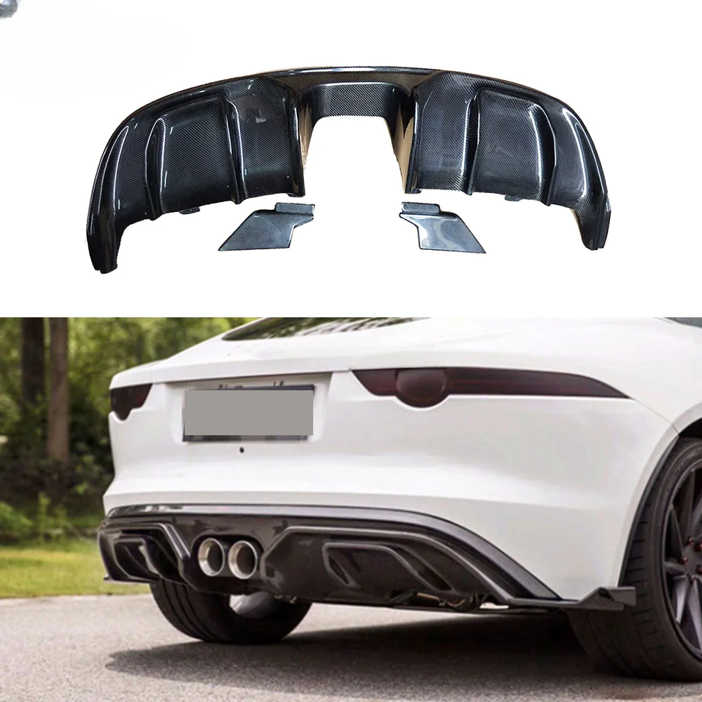 

Carbon Fiber Rear Lip Spoiler Diffuser Splitters For Jaguar F Type 2 Door 2015 2016 2017 2018 2019 Middle Exhaust Outlet