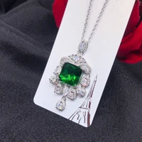 100 925 sterling silver green emerald jewellry pendant women collares mujer silver 925 jewelry 45cm necklace emerald bizuteria