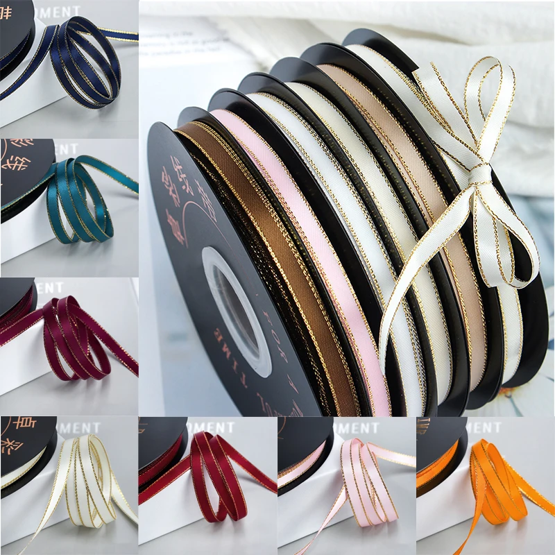 

50 Yards/Roll 6mm Double Face Satin Ribbon for Crafts Glitter Polyester Ribbon for Gift Box Cake Packaging DIY Accessories