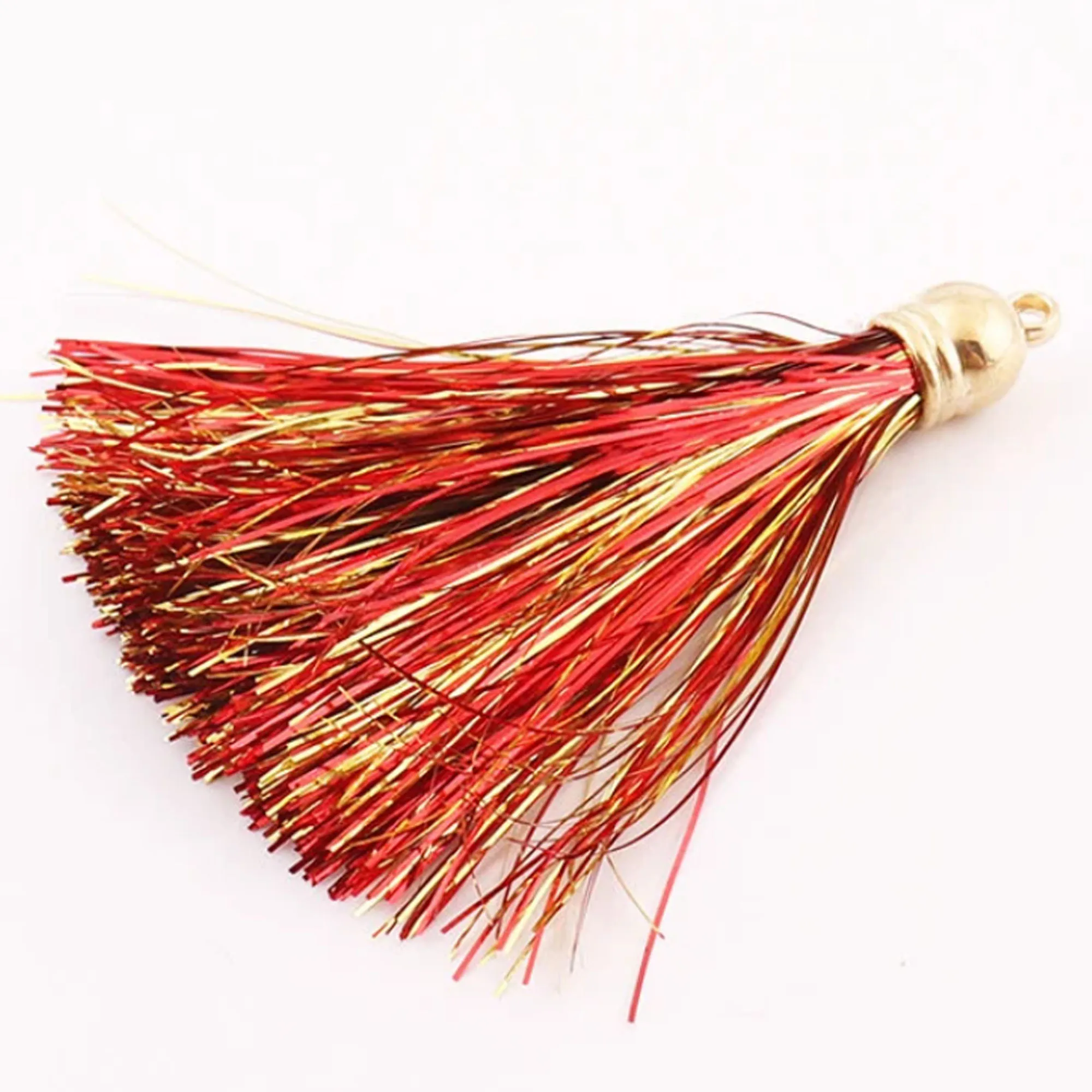 

4pcs New Tinsel Tassels Shiny tassels with Gold end caps Jewelry Tassels metallic tassels tassel charms Keychain Jewelry Making