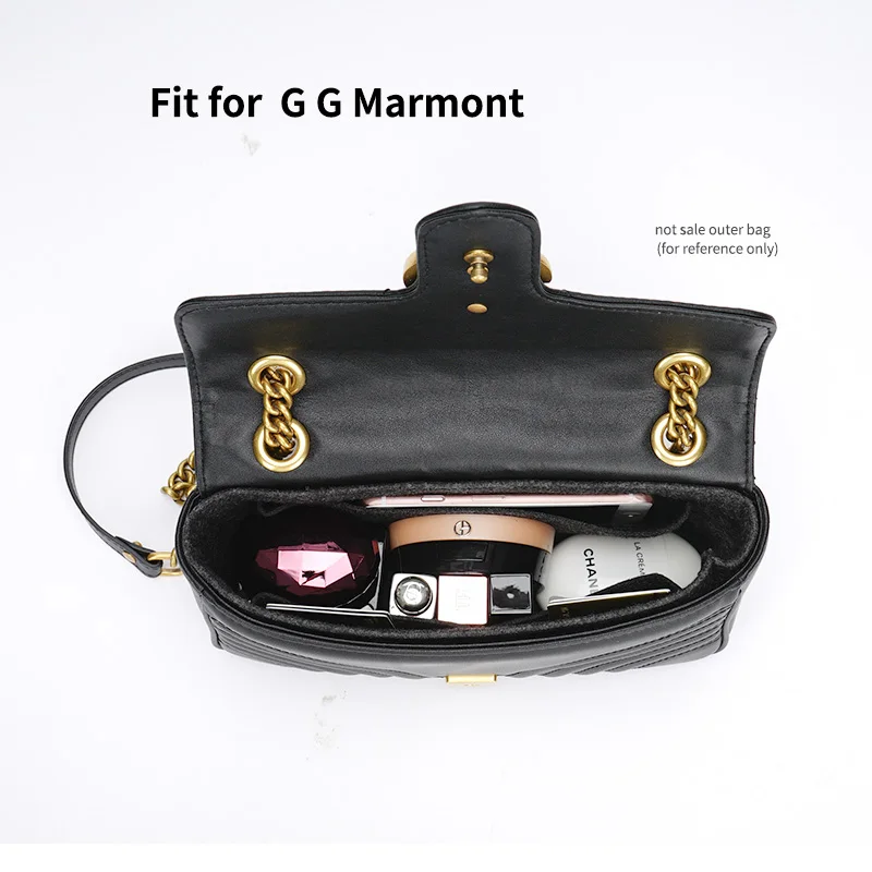 

Bag Insert Organizers For GG Marmont Women's Shoulder Bag Felt Purse With Zipper Pocket Cosmetics Makeup Bags Storage Liner