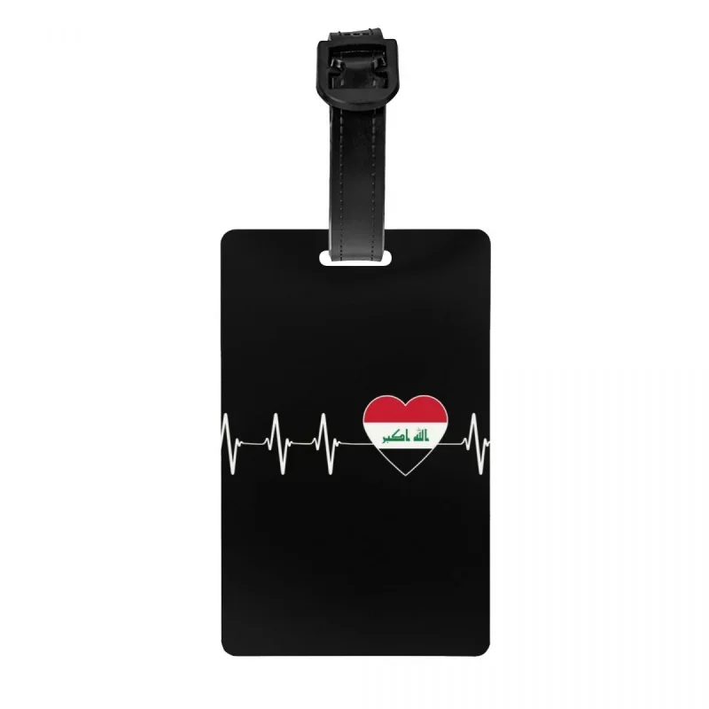 

Iraqi Heartbeat I Love Iraq Country Flag Heart Family Luggage Tag Privacy Protection Baggage Tags Travel Bag Labels Suitcase