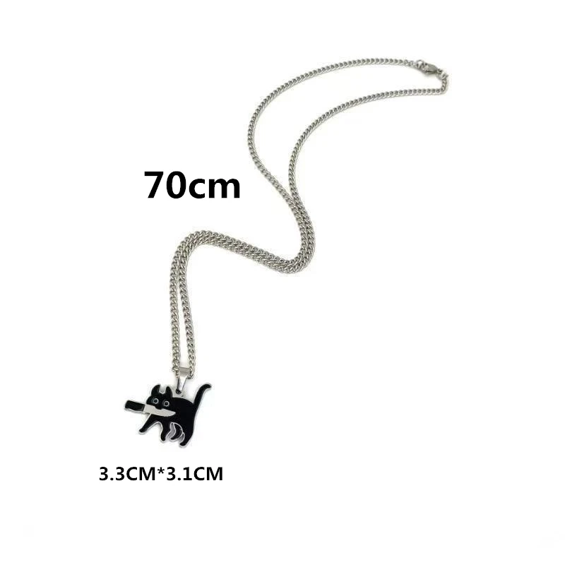 Хип-хоп модный нож с котом длинный кулон ожерелья для женщин и мужчин забавный