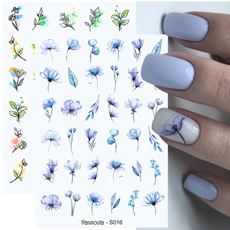 

Harunouta Spring Simple Green Theme 3D Decal Sticker Flower Leaf Tree Summer DIY Slider For Manicuring Nail Art Decoration