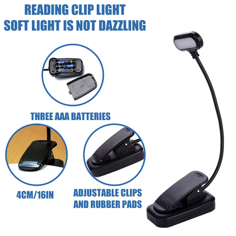 

Book Light Lamp Rechargeable Mini LED Reading Light Warm Clip Lamp Brightness Desk Table Read Night Light For Travel Bedroom