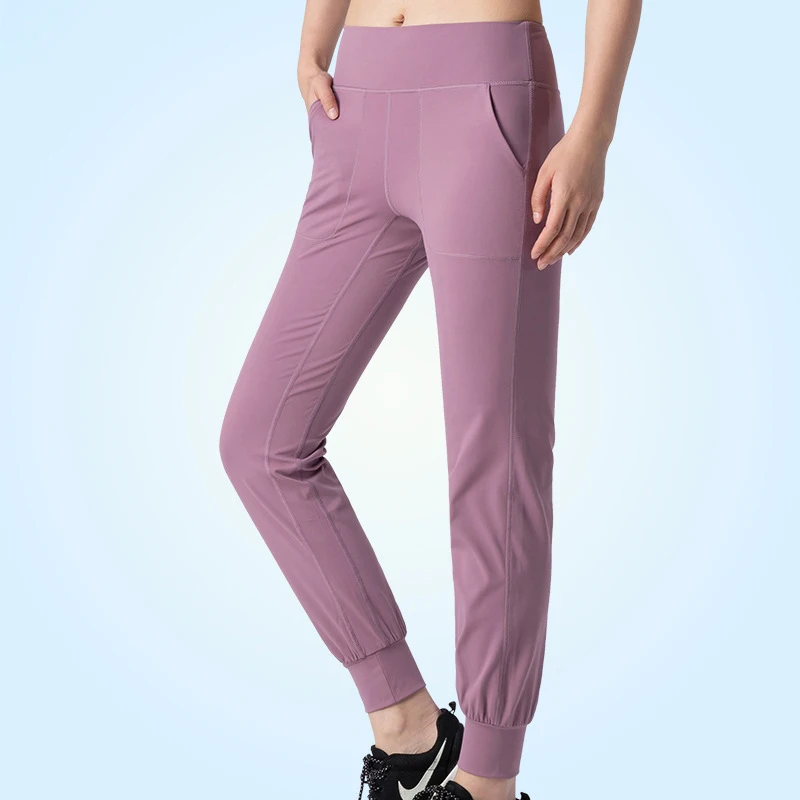 Xlwsbcr Women Naked-feel Fabric Loose Fit Sport Active Lounge Jogger Elastic Leggings with Two Side Pockets Full Length